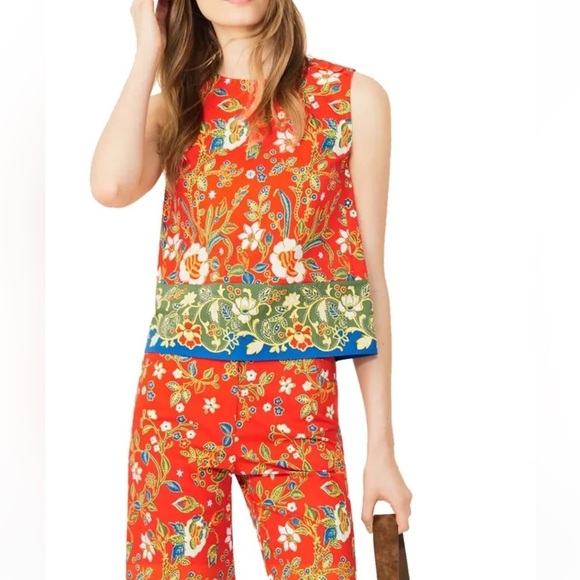 Tory Burch Tops - Tory Burch Dayton Samba Batik Flower
Cotton Sleeveless Top